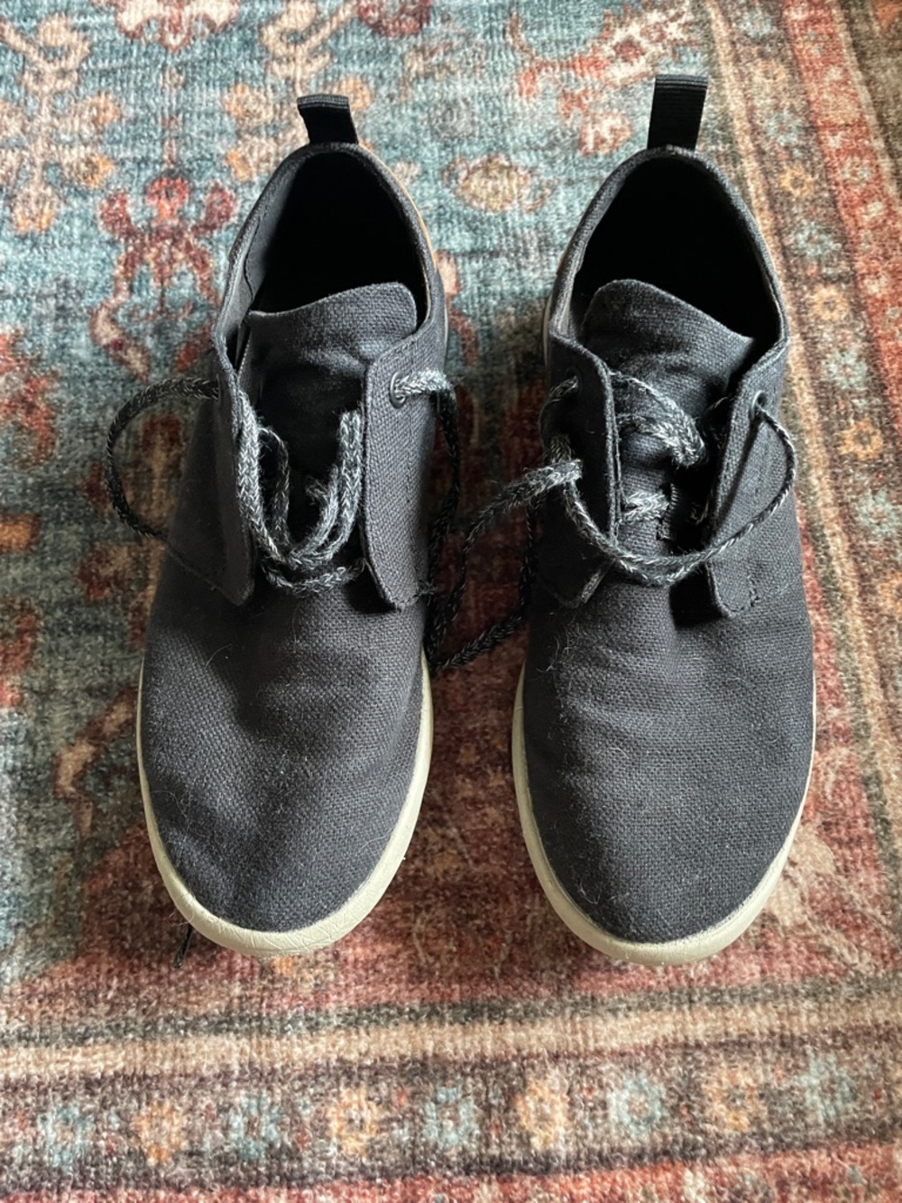 Women’s Black Canvas Lace-Up Sneakers with Contrasting Sole